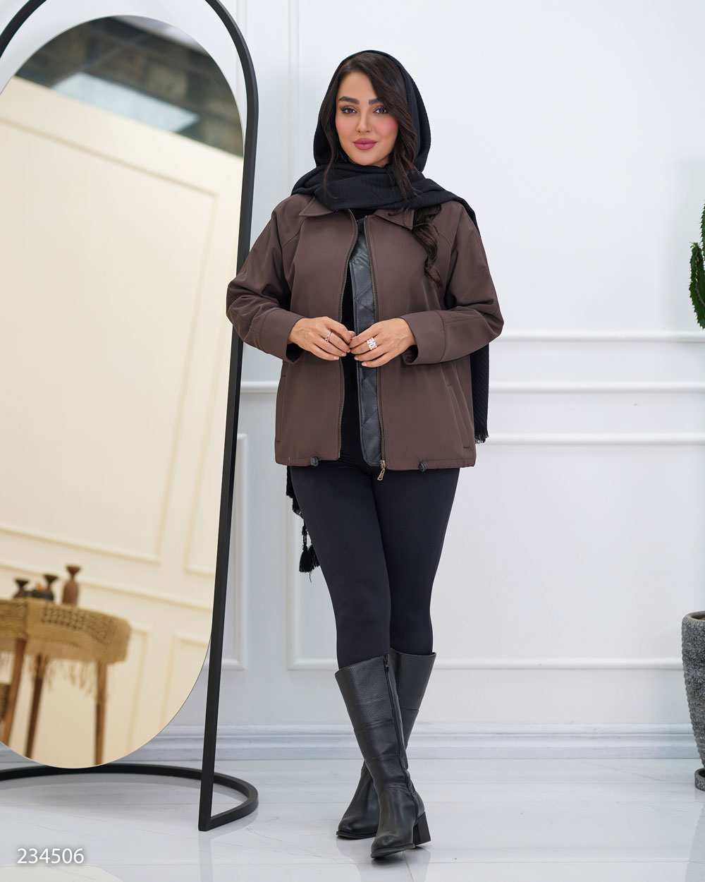 بامبر جکت زنانه قهوه ای مدل الوان السانا Elsana کد 2345