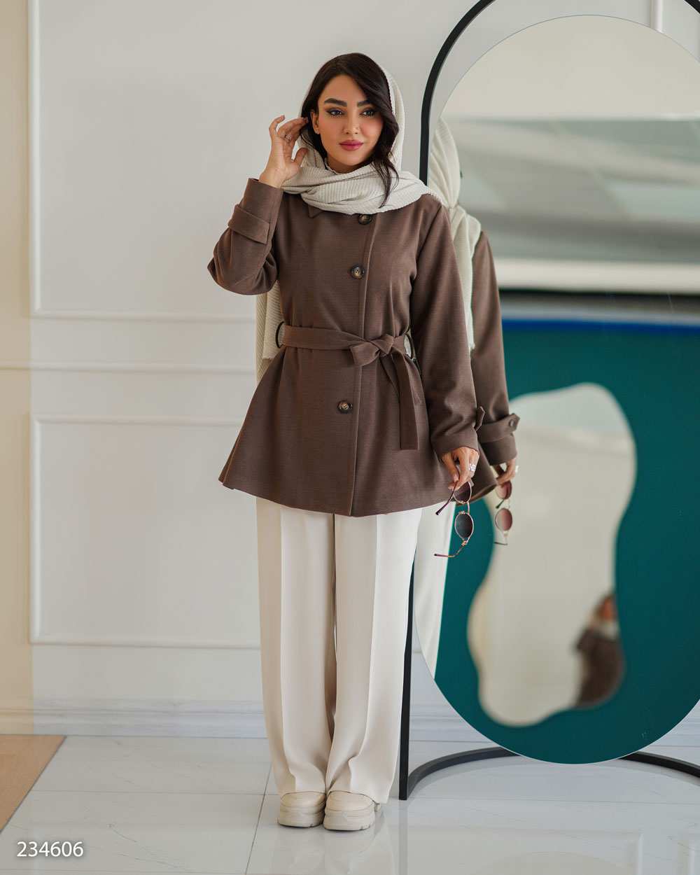 پالتو زنانه فوتر قهوه ای مدل دانهیل السانا Elsana کد 2346