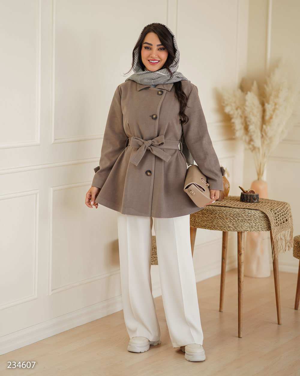 پالتو زنانه فوتر شکلاتی مدل دانهیل السانا Elsana کد 2346