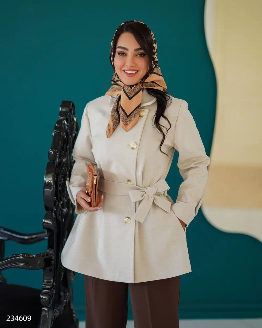 پالتو زنانه فوتر شیری مدل دانهیل السانا Elsana کد 2346