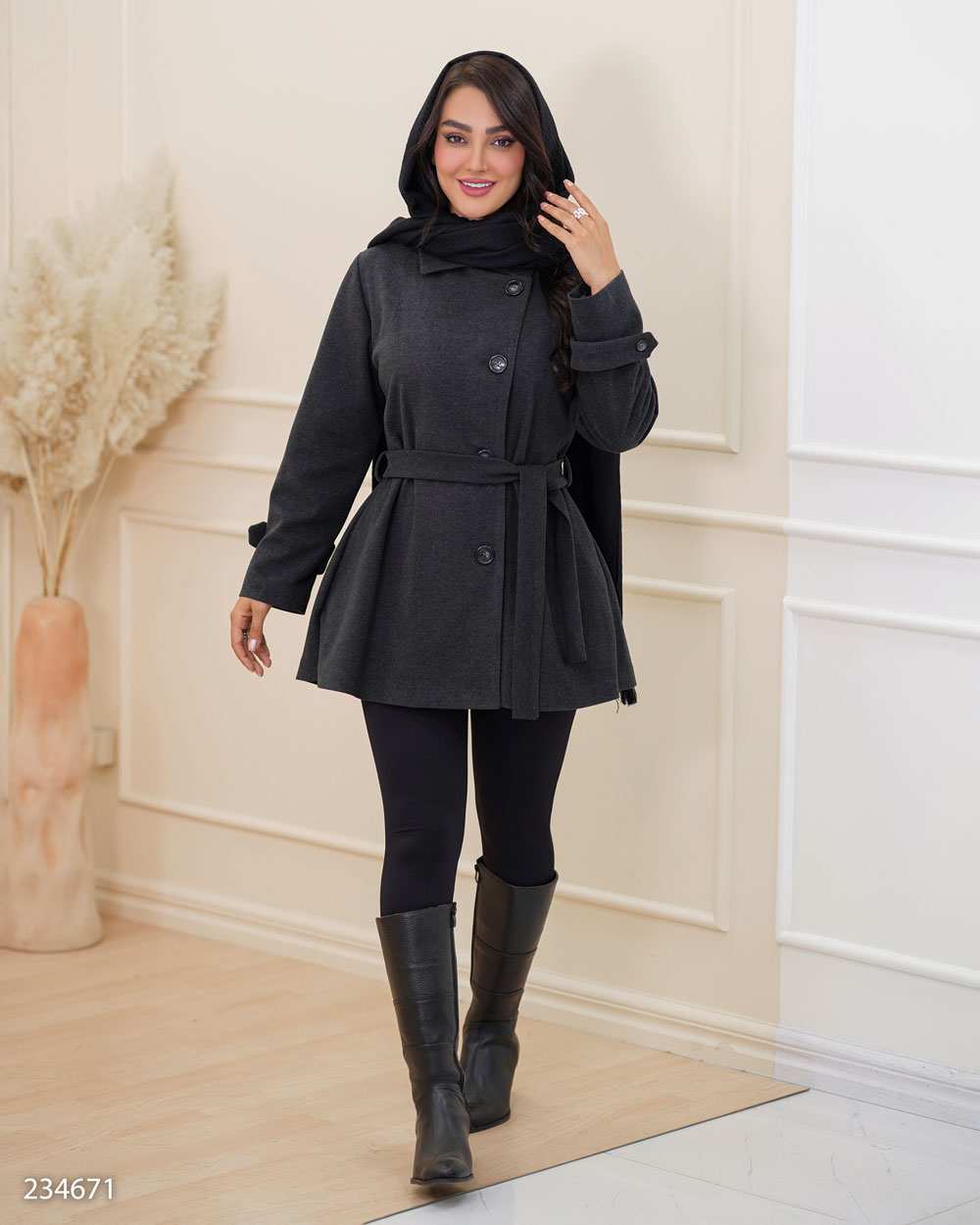 پالتو زنانه فوتر زغالی مدل دانهیل السانا Elsana کد 2346