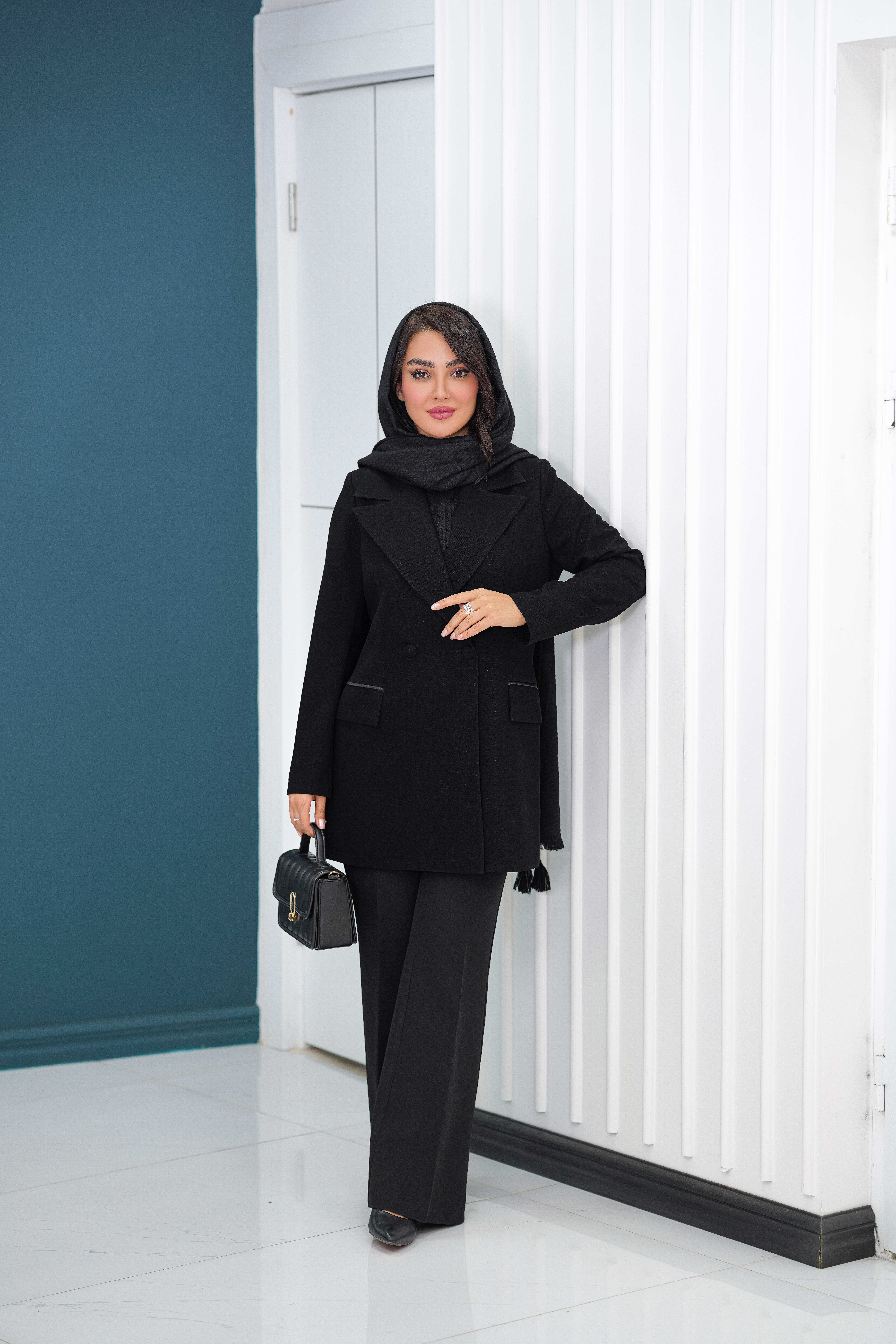 کت زنانه کرپ لمه مشکی مدل آنیه السانا Elsana کد 2348