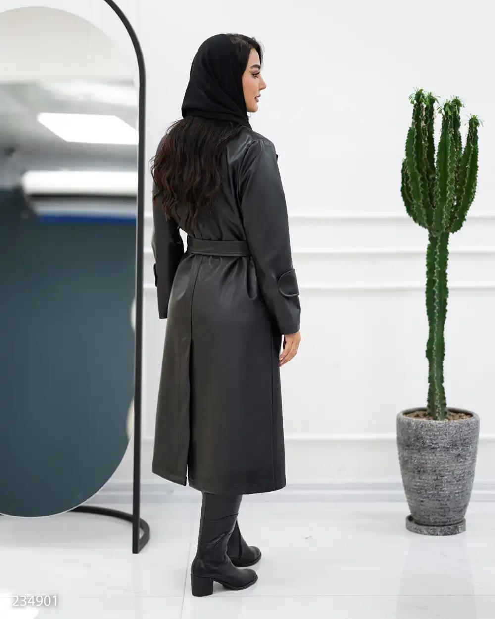 پالتو چرم بلند زنانه مشکی مدل پاتریشا السانا Elsana کد 2349