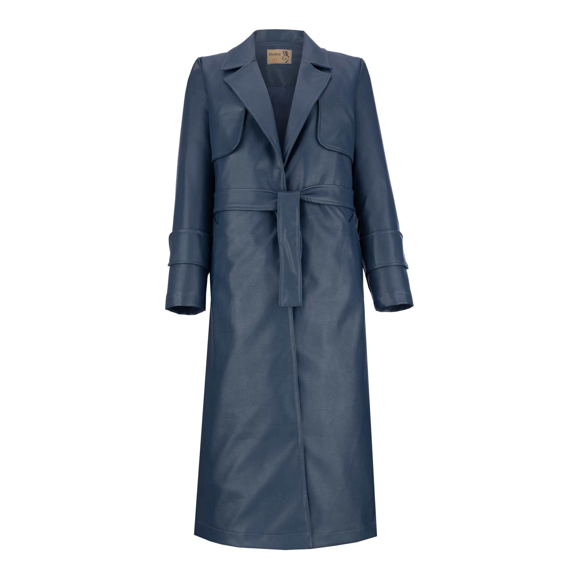پالتو چرم بلند زنانه آبی نفتی مدل پاتریشا السانا Elsana کد 2349