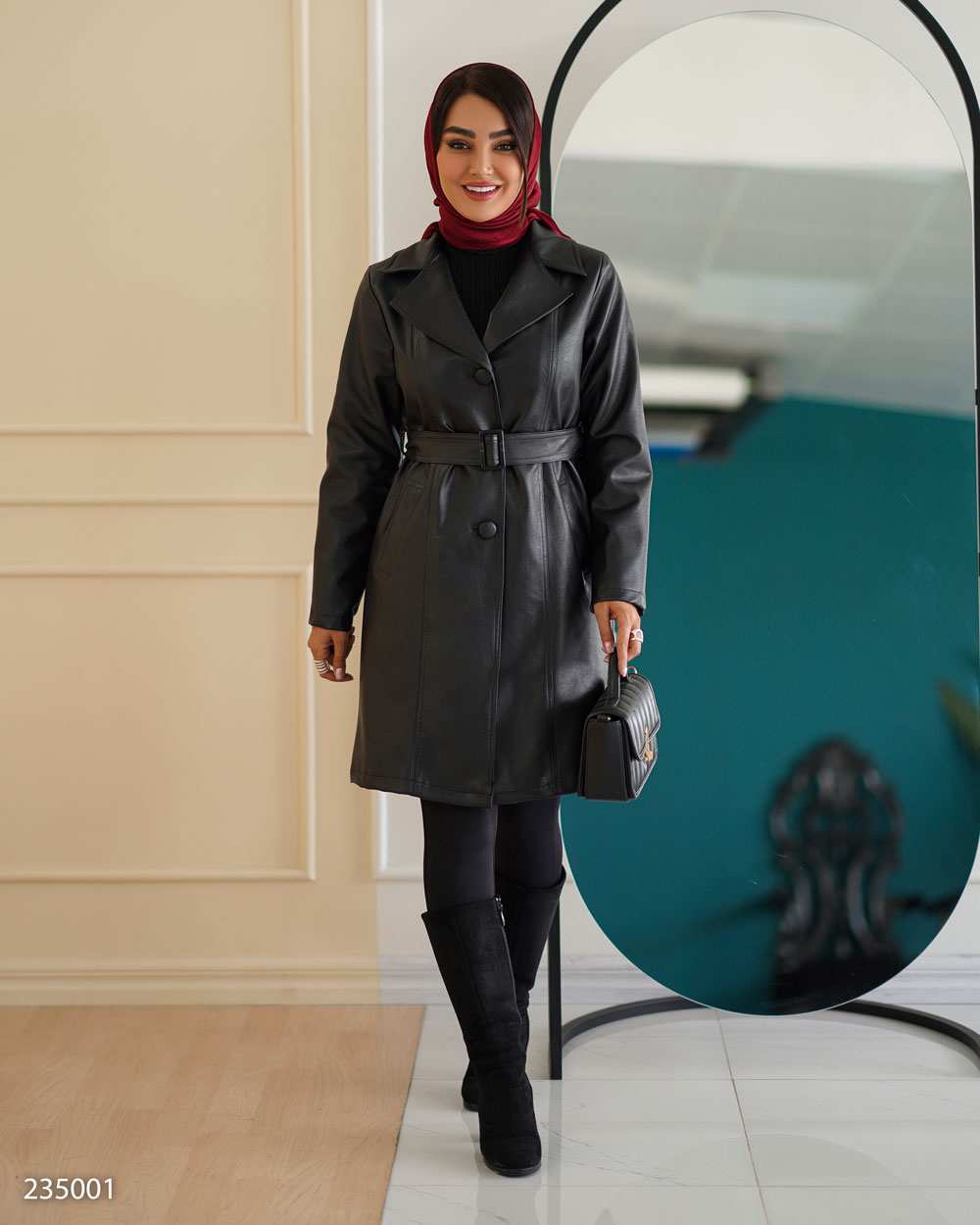 کت چرم زنانه مشکی مدل هرمینا السانا Elsana کد 2350