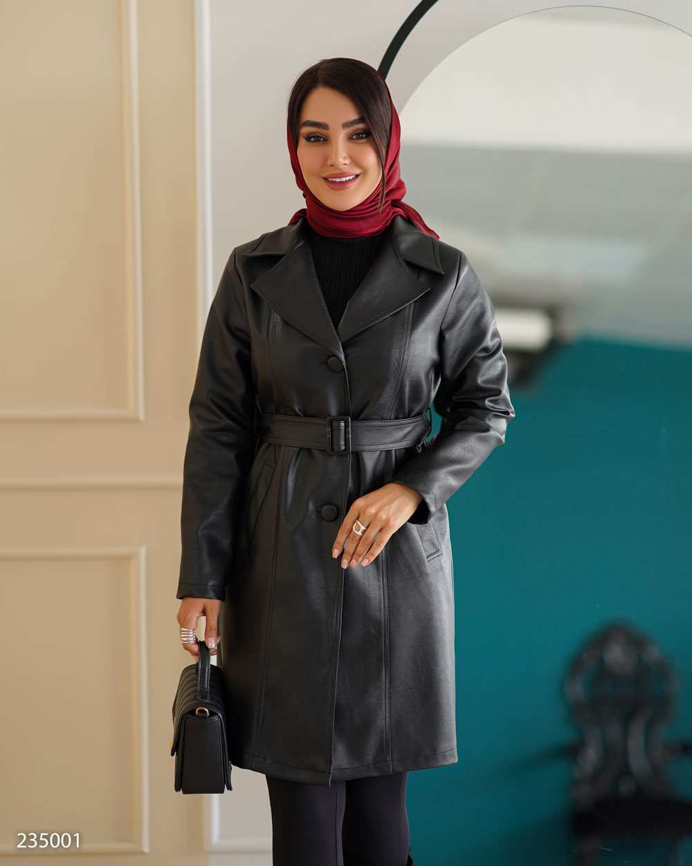 کت چرم زنانه مشکی مدل هرمینا السانا Elsana کد 2350