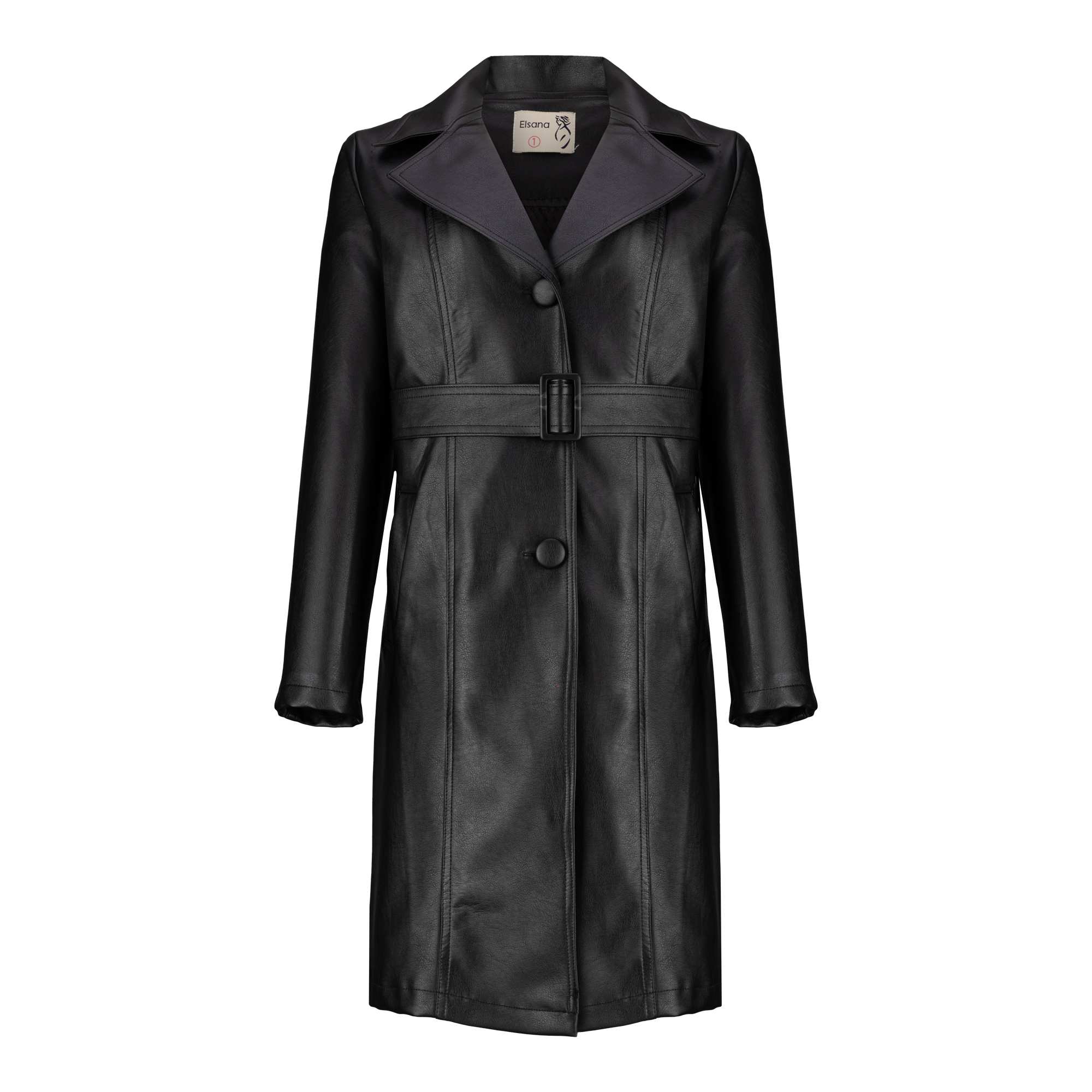 کت چرم زنانه مشکی مدل هرمینا السانا Elsana کد 2350