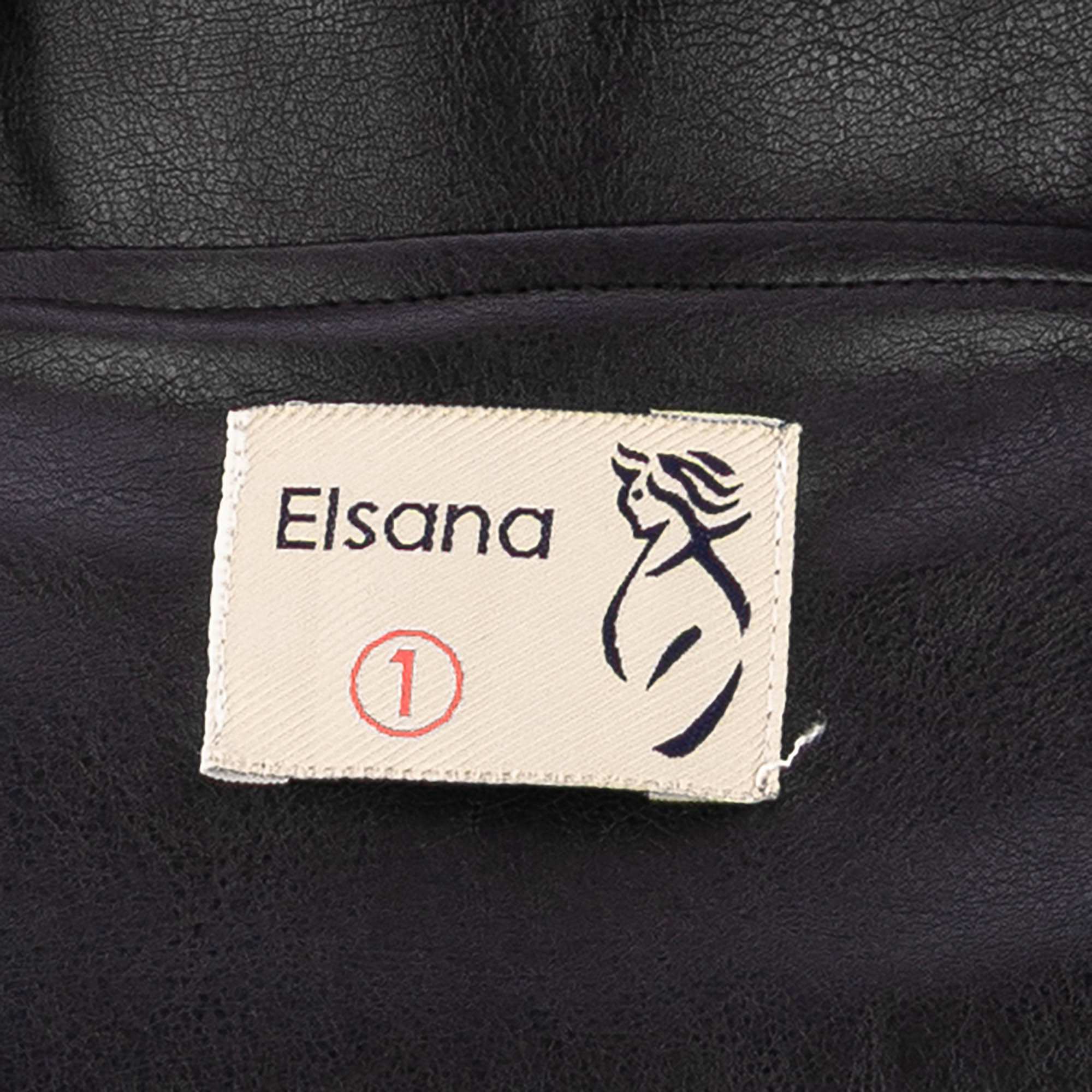 کت چرم زنانه مشکی مدل هرمینا السانا Elsana کد 2350