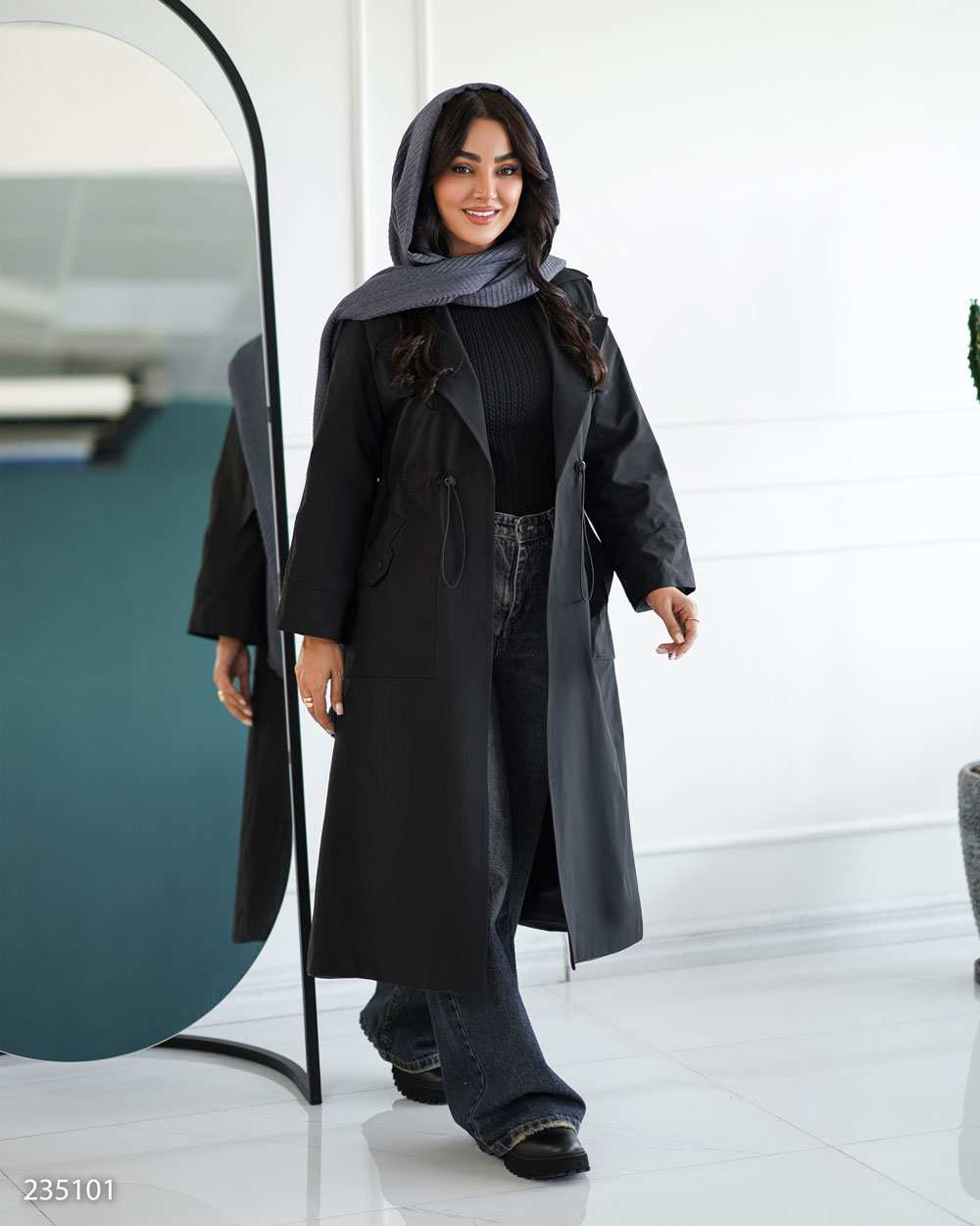 بارانی بلند زنانه مشکی مدل هیتا السانا Elsana کد 2351