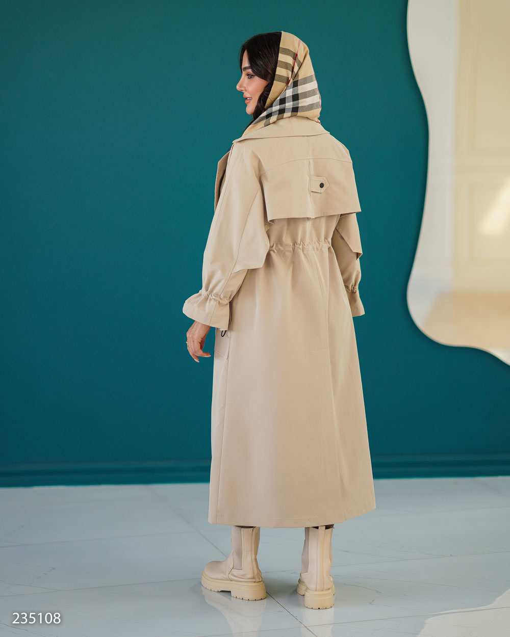 بارانی بلند زنانه کرم مدل هیتا السانا Elsana کد 2351