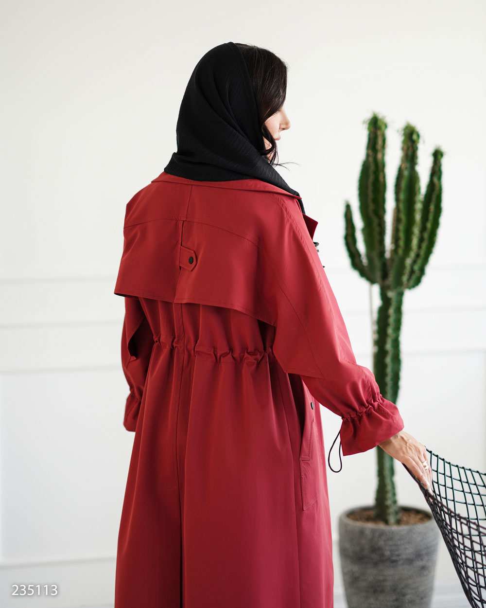 بارانی بلند زنانه زرشکی مدل هیتا السانا Elsana کد 2351