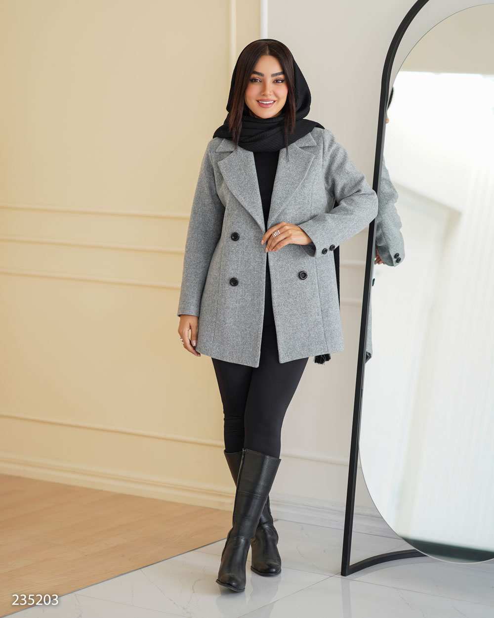 پالتو زنانه فوتر طوسی مدل خزان السانا Elsana کد 2352