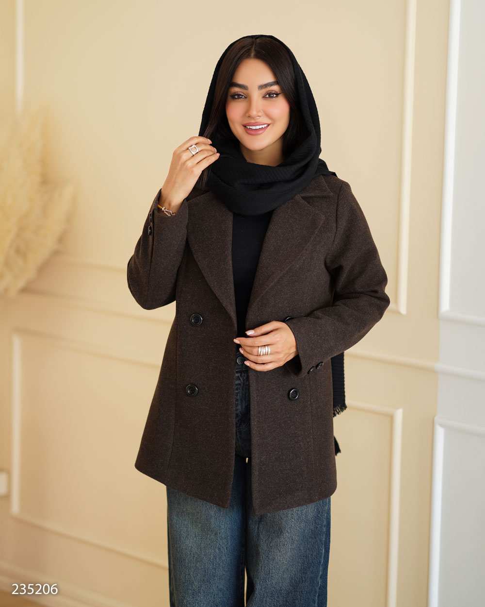 پالتو زنانه فوتر قهوه ای مدل خزان السانا Elsana کد 2352