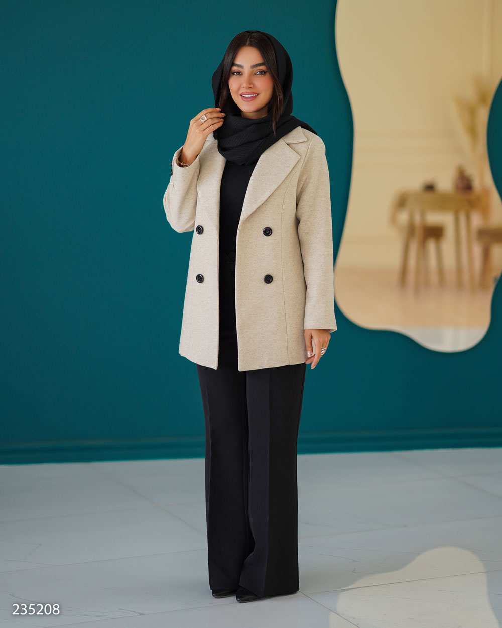 پالتو زنانه فوتر کرم مدل خزان السانا Elsana کد 2352