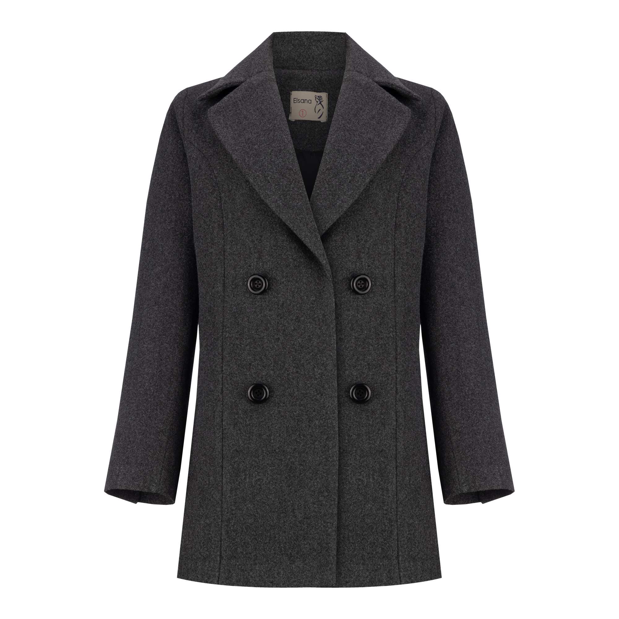 پالتو زنانه فوتر زغالی مدل خزان السانا Elsana کد 2352