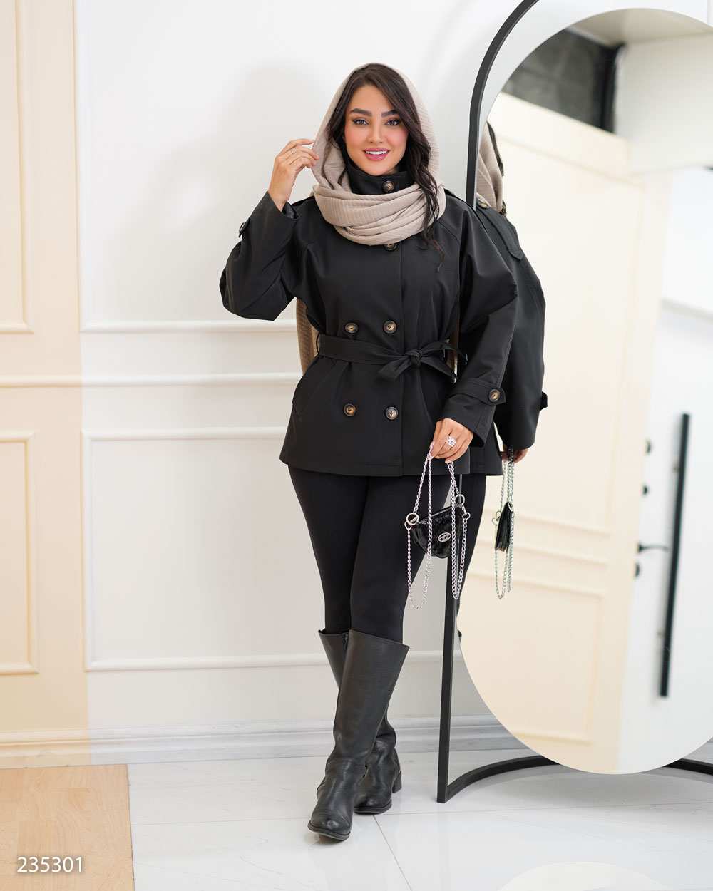 بارانی زنانه مشکی مدل سپنتا السانا Elsana کد 2353