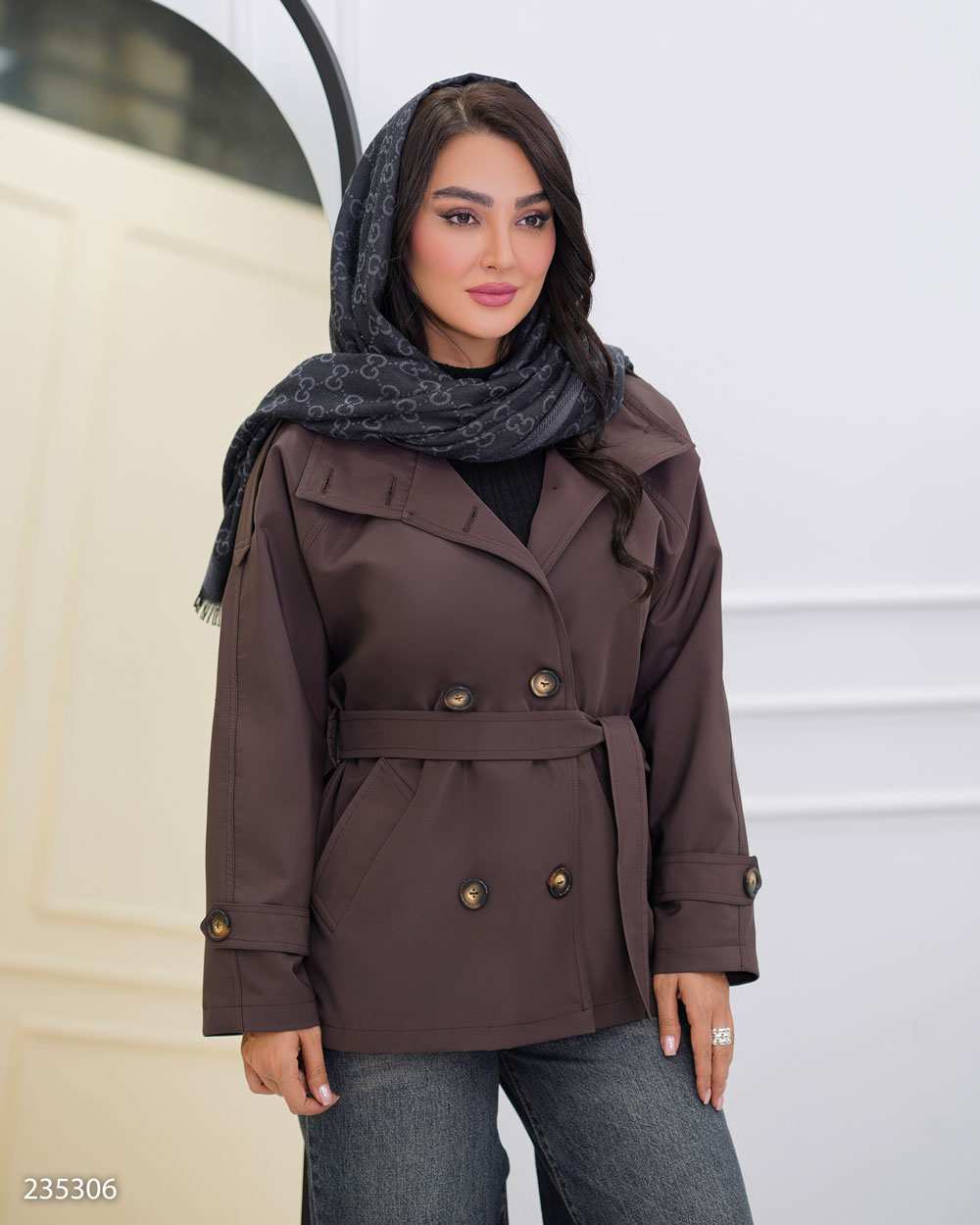 بارانی زنانه قهوه ای مدل سپنتا السانا Elsana کد 2353