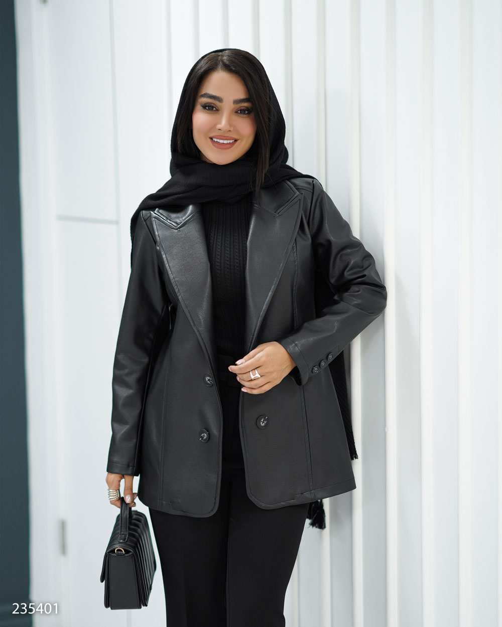 کت چرم زنانه مشکی مدل وصال السانا Elsana کد 2354