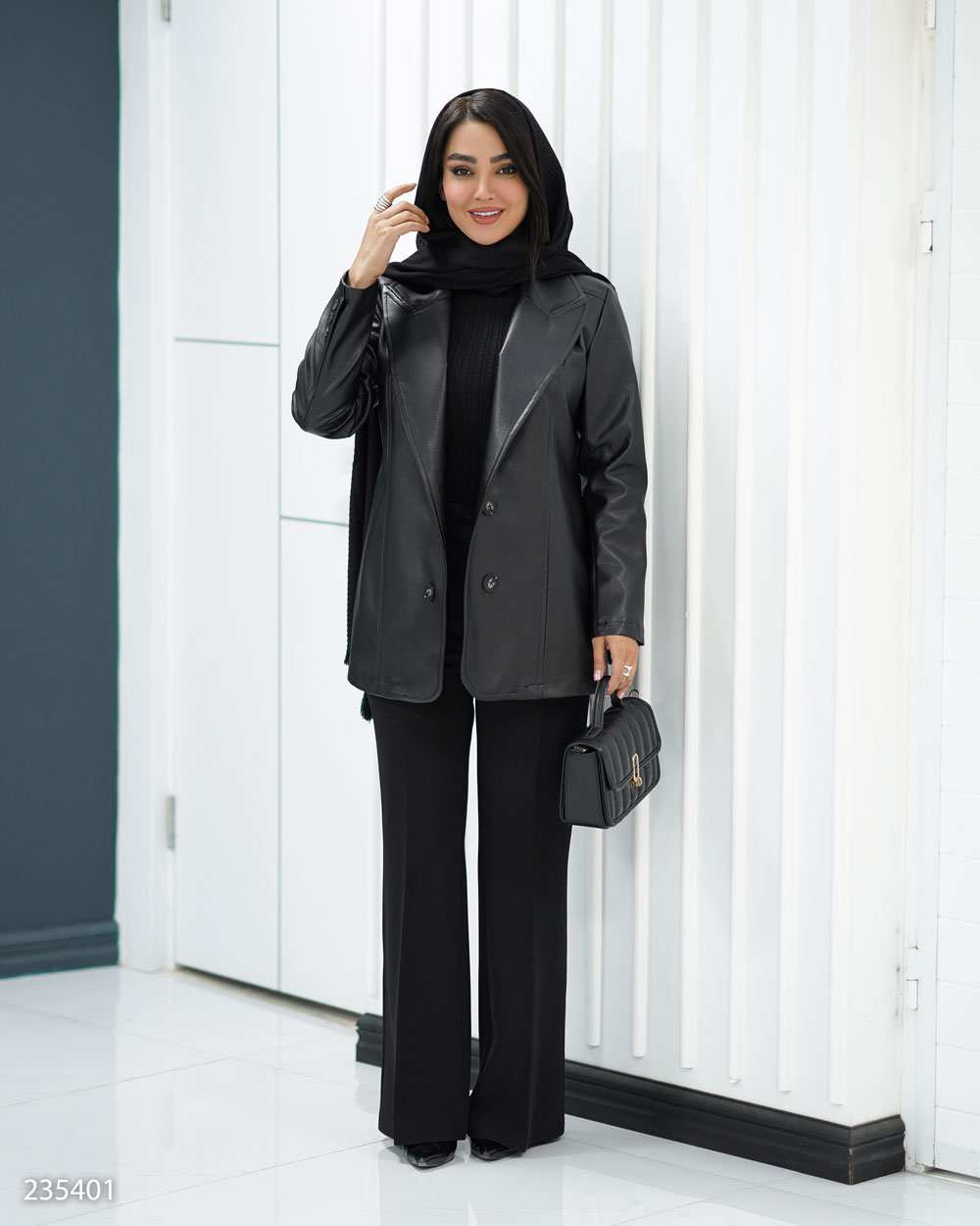 کت چرم زنانه مشکی مدل وصال السانا Elsana کد 2354
