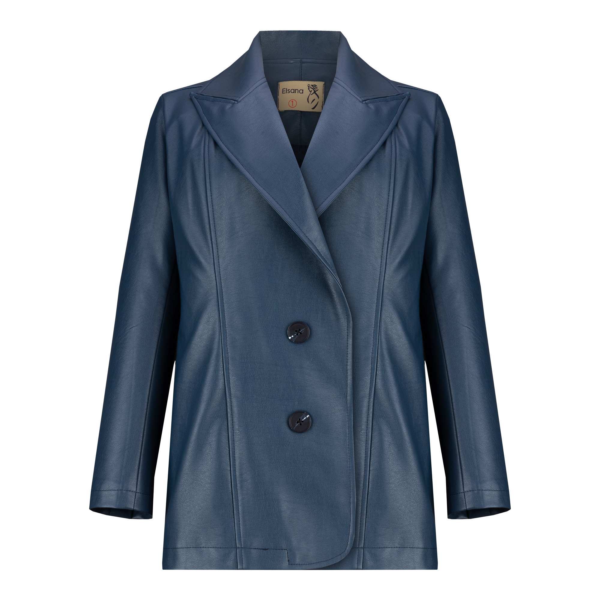 کت چرم زنانه آبی نفتی مدل وصال السانا Elsana کد 2354
