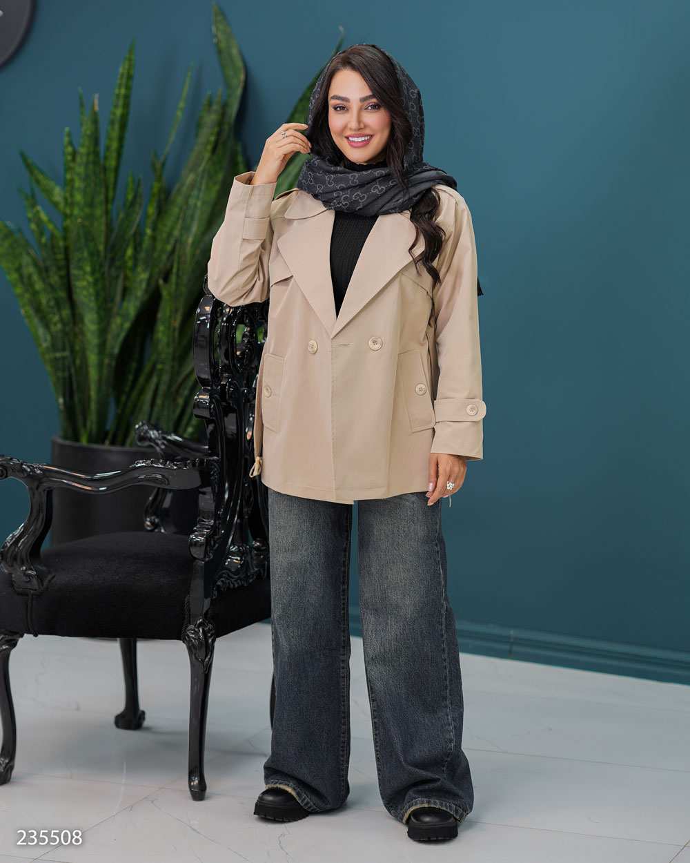 بارانی زنانه کرم مدل مونا السانا Elsana کد 2355