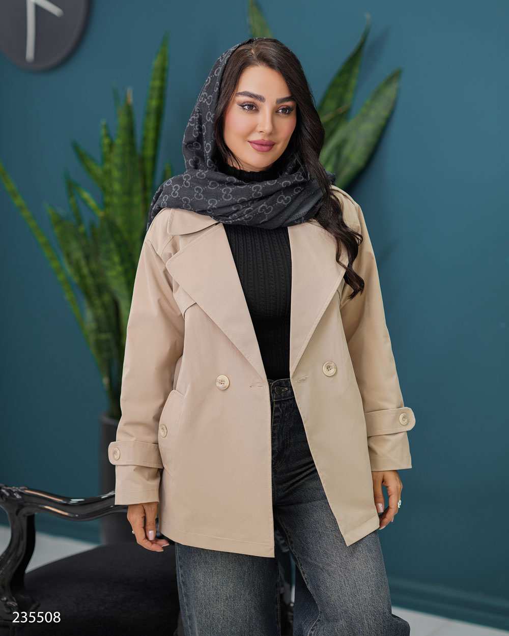 بارانی زنانه کرم مدل مونا السانا Elsana کد 2355