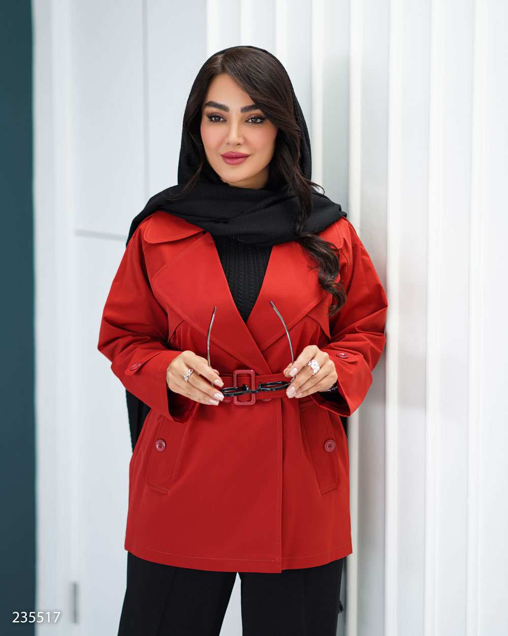 بارانی زنانه آجری مدل مونا السانا Elsana کد 2355