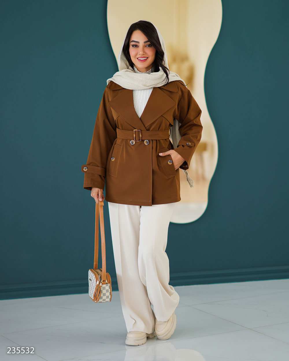 بارانی زنانه شتری مدل مونا السانا Elsana کد 2355