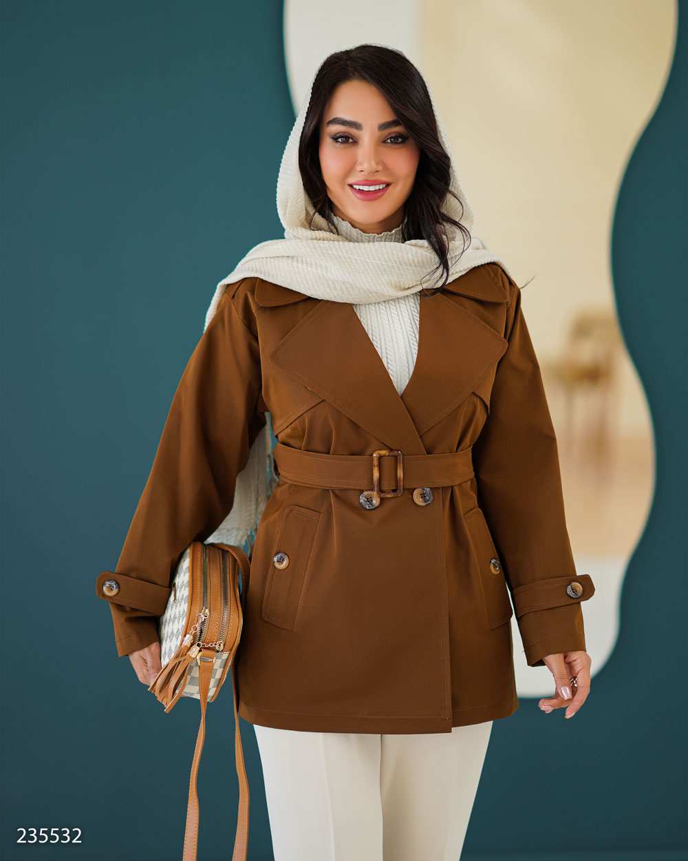 بارانی زنانه شتری مدل مونا السانا Elsana کد 2355