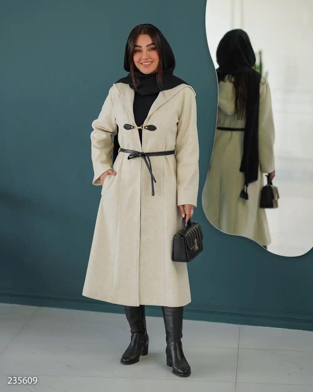 پالتو بلند زنانه فوتر شیری مدل دیاکو السانا Elsana کد 2356