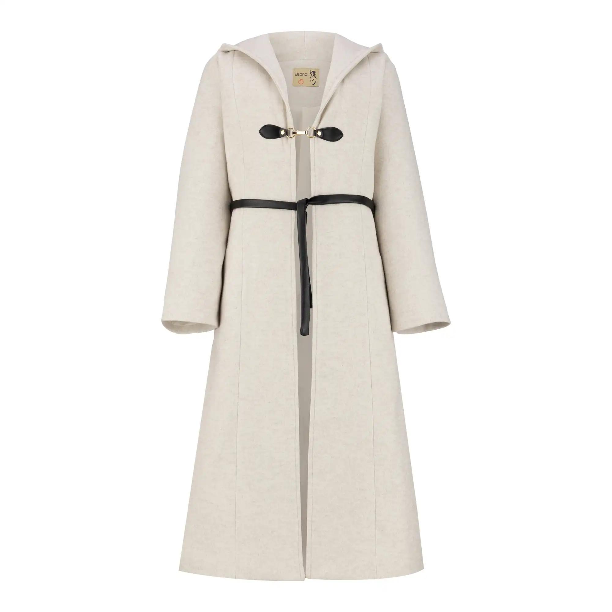 پالتو بلند زنانه فوتر شیری مدل دیاکو السانا Elsana کد 2356