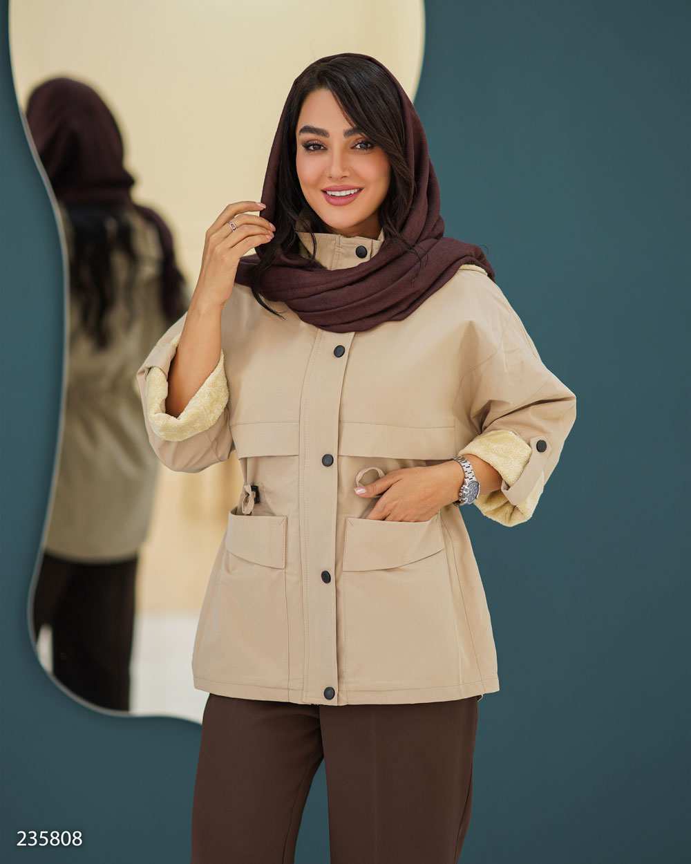 کاپشن زنانه کرم مدل الهام السانا Elsana کد 2358