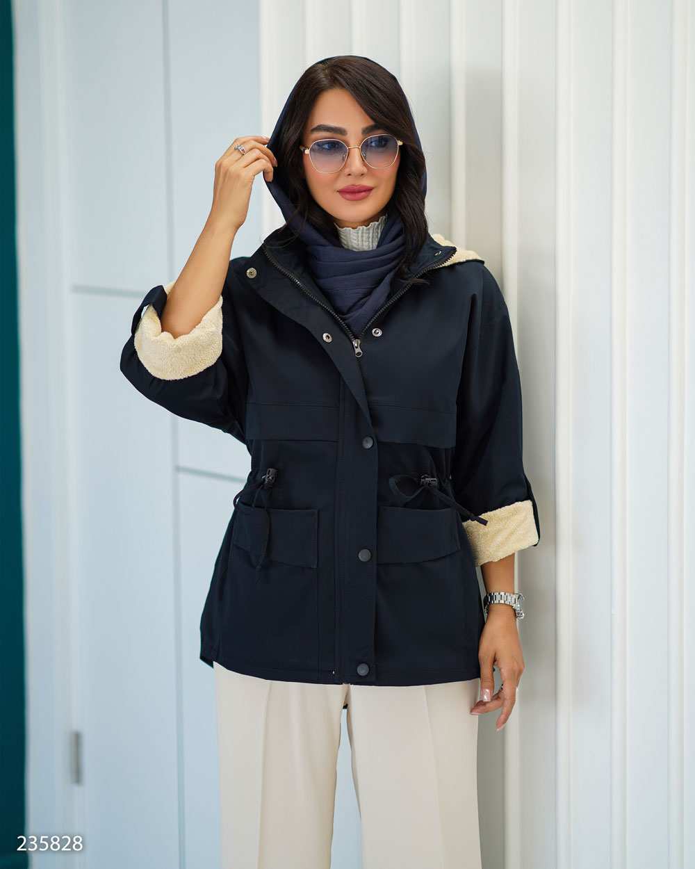 کاپشن زنانه سرمه ای تیره مدل الهام السانا Elsana کد 2358