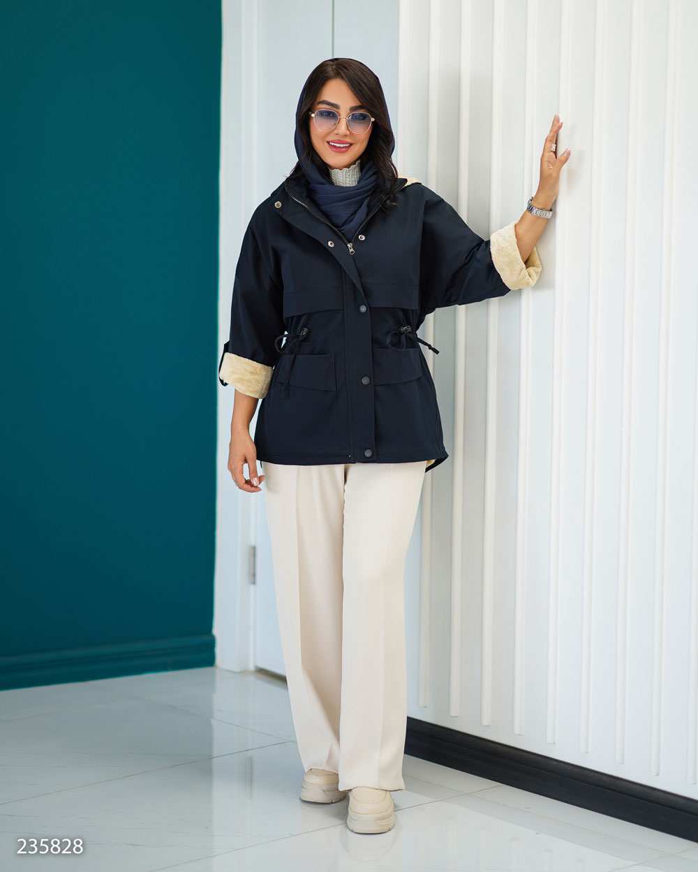 کاپشن زنانه سرمه ای تیره مدل الهام السانا Elsana کد 2358