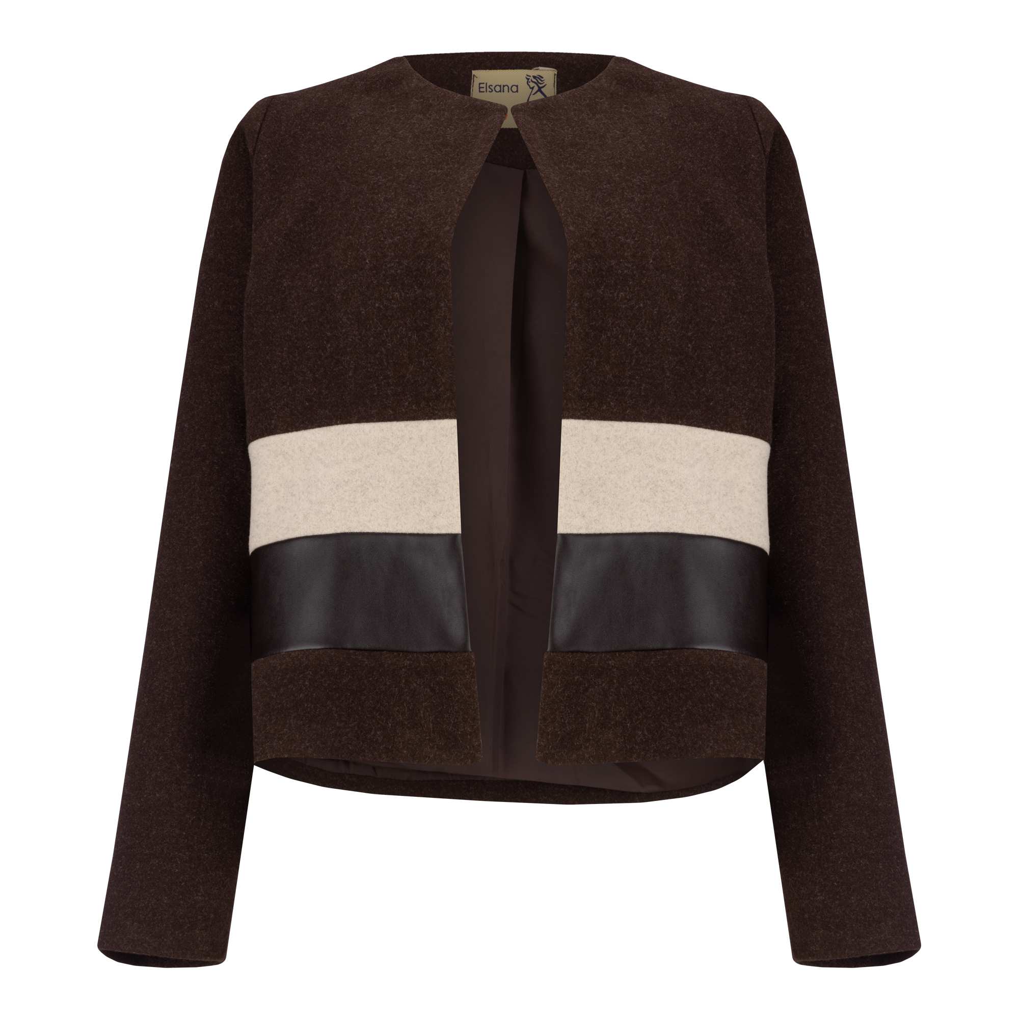 پالتو کوتاه زنانه فوتر قهوه ای مدل فرشین السانا Elsana کد 2359