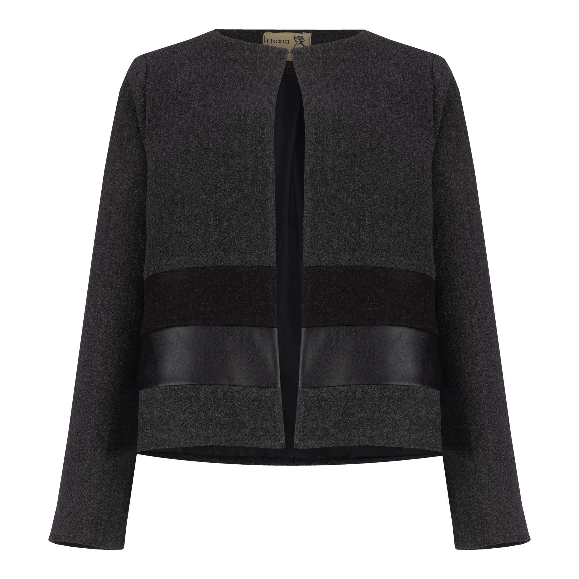 پالتو کوتاه زنانه فوتر زغالی مدل فرشین السانا Elsana کد 2359