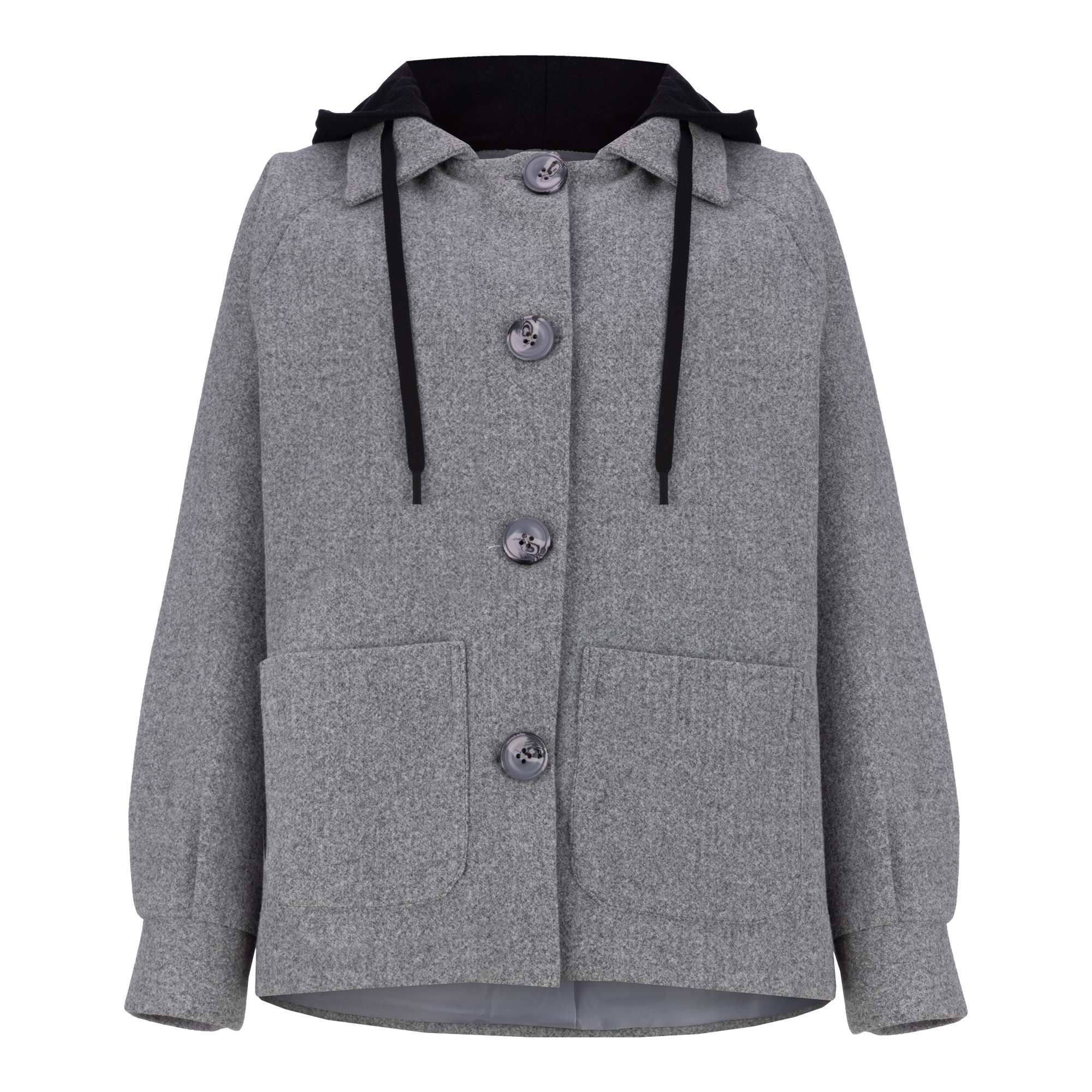 پالتو زنانه فوتر کلاه دار طوسی مدل فرتاک السانا Elsana کد 2369