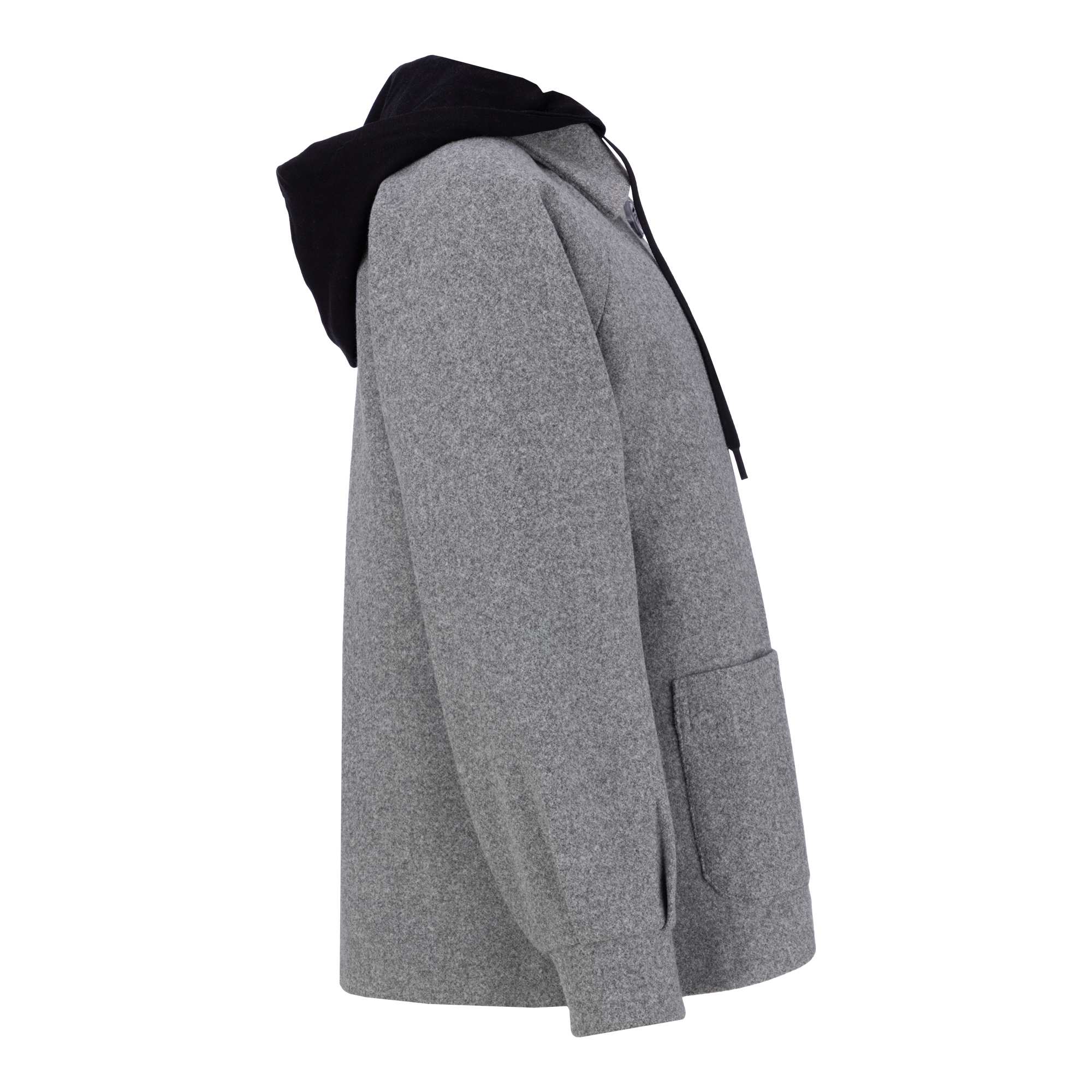 پالتو زنانه فوتر کلاه دار طوسی مدل فرتاک السانا Elsana کد 2369