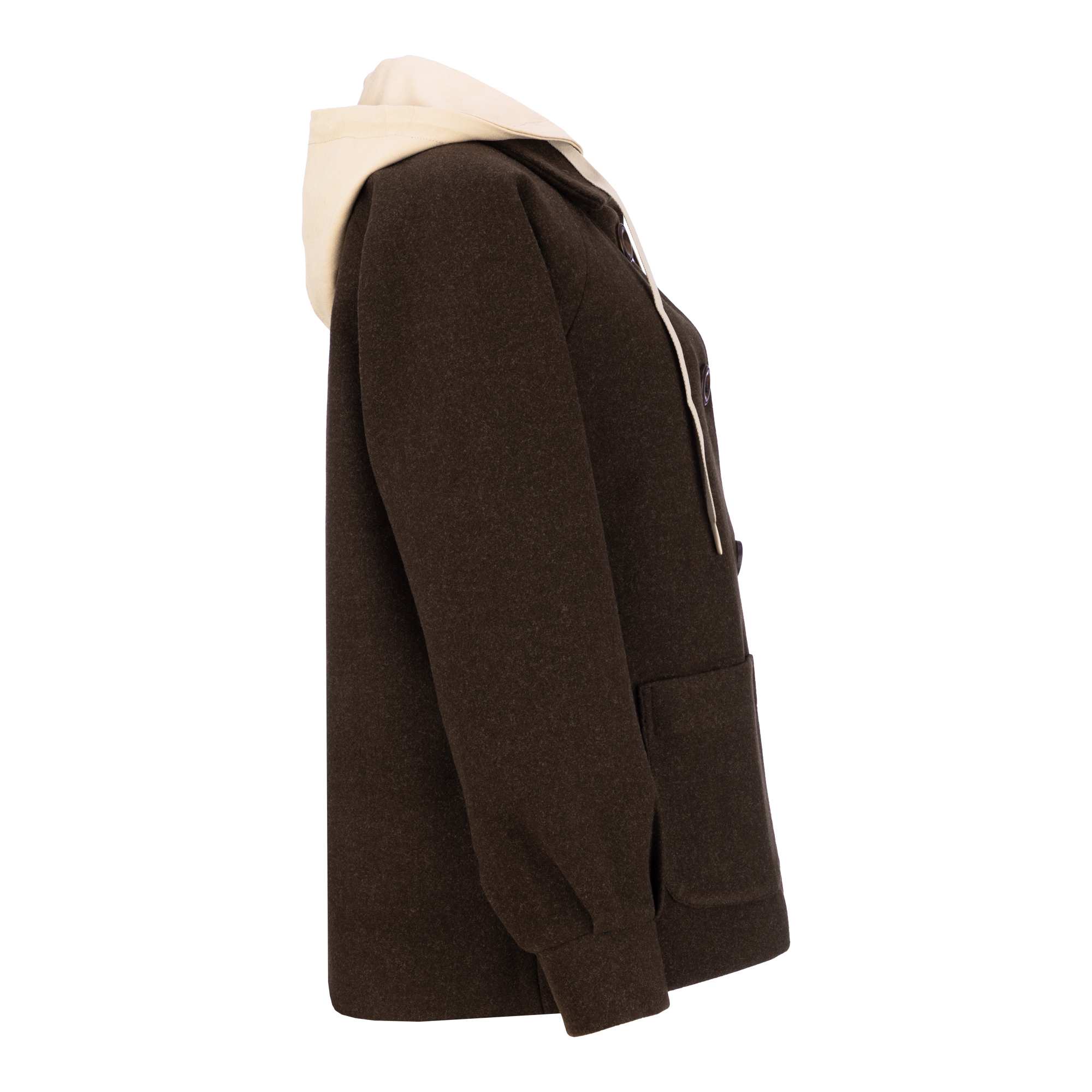 پالتو زنانه فوتر کلاه دار قهوه ای مدل فرتاک السانا Elsana کد 2369