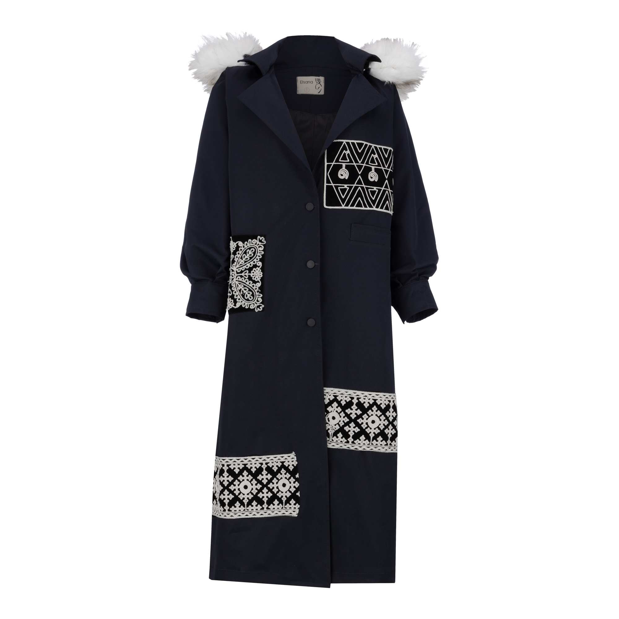 بارانی بلند زنانه سرمه ای تیره مدل داتیس السانا Elsana کد 2362