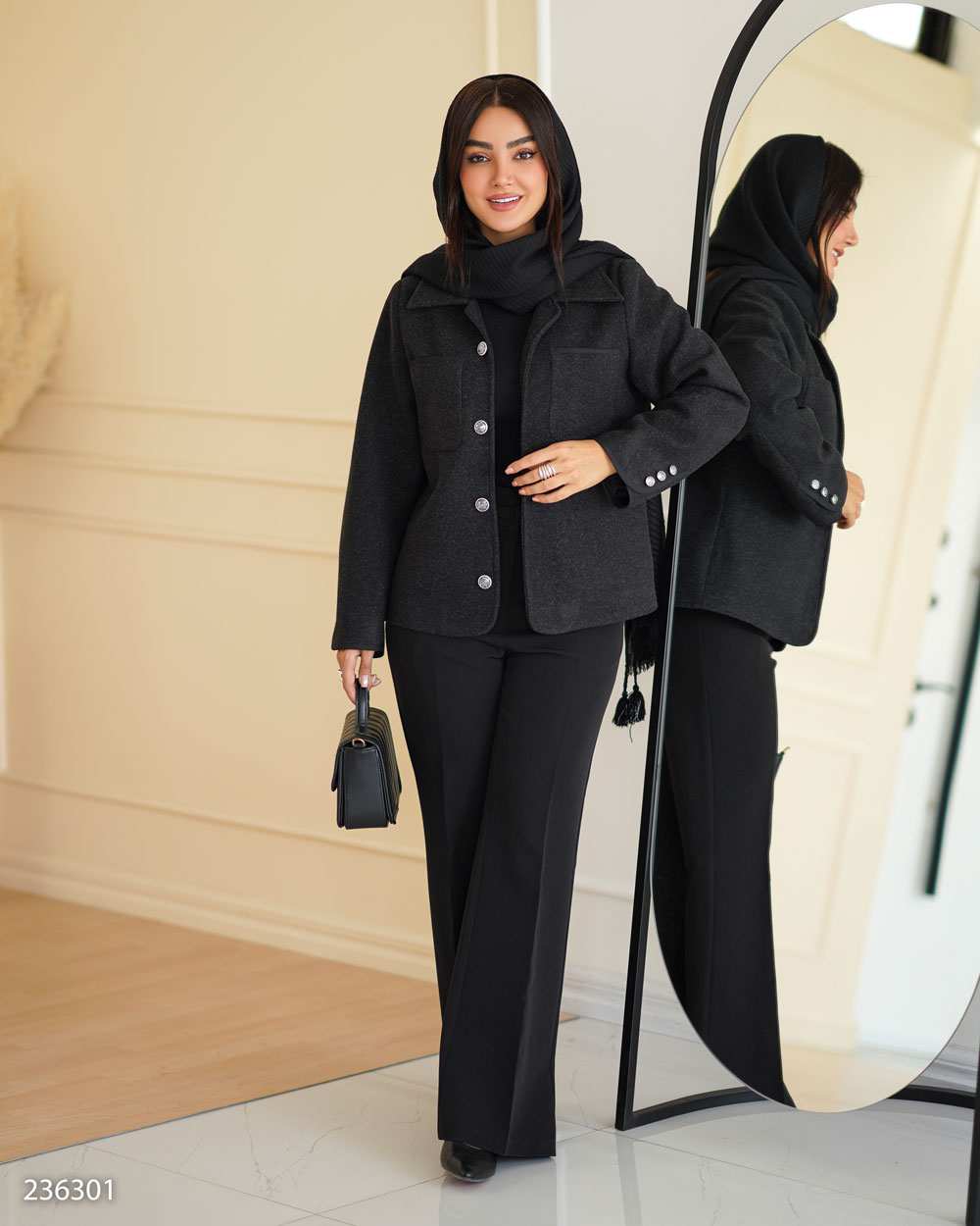 پالتو زنانه فوتر مشکی مدل شیلر السانا Elsana کد 2363
