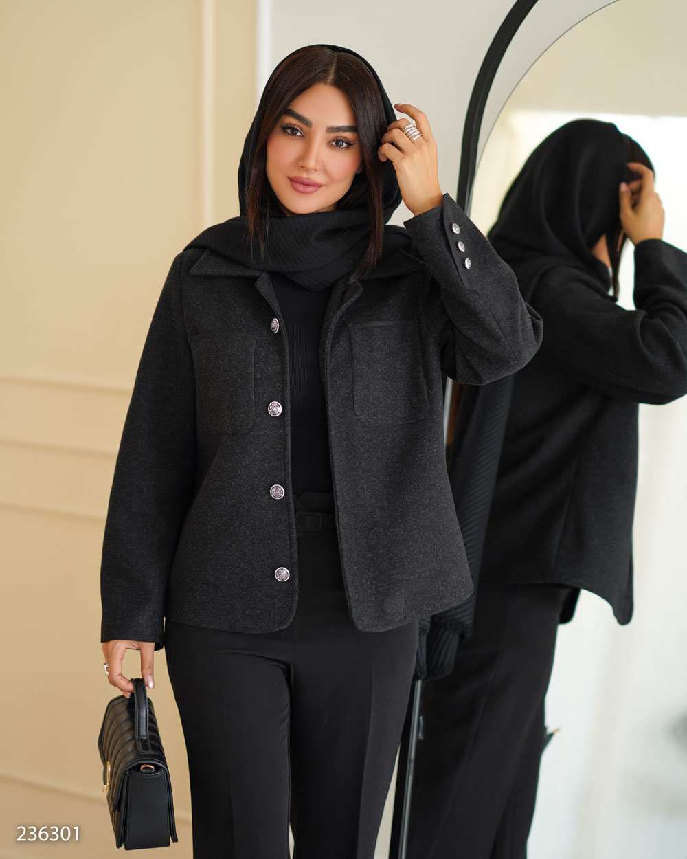 پالتو زنانه فوتر مشکی مدل شیلر السانا Elsana کد 2363