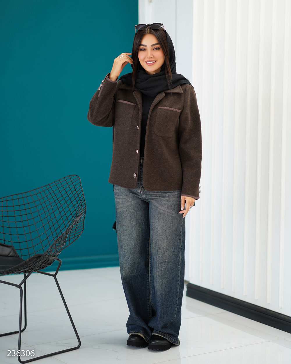 پالتو زنانه فوتر قهوه ای مدل شیلر السانا Elsana کد 2363