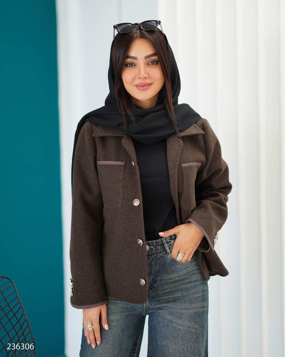 پالتو زنانه فوتر قهوه ای مدل شیلر السانا Elsana کد 2363