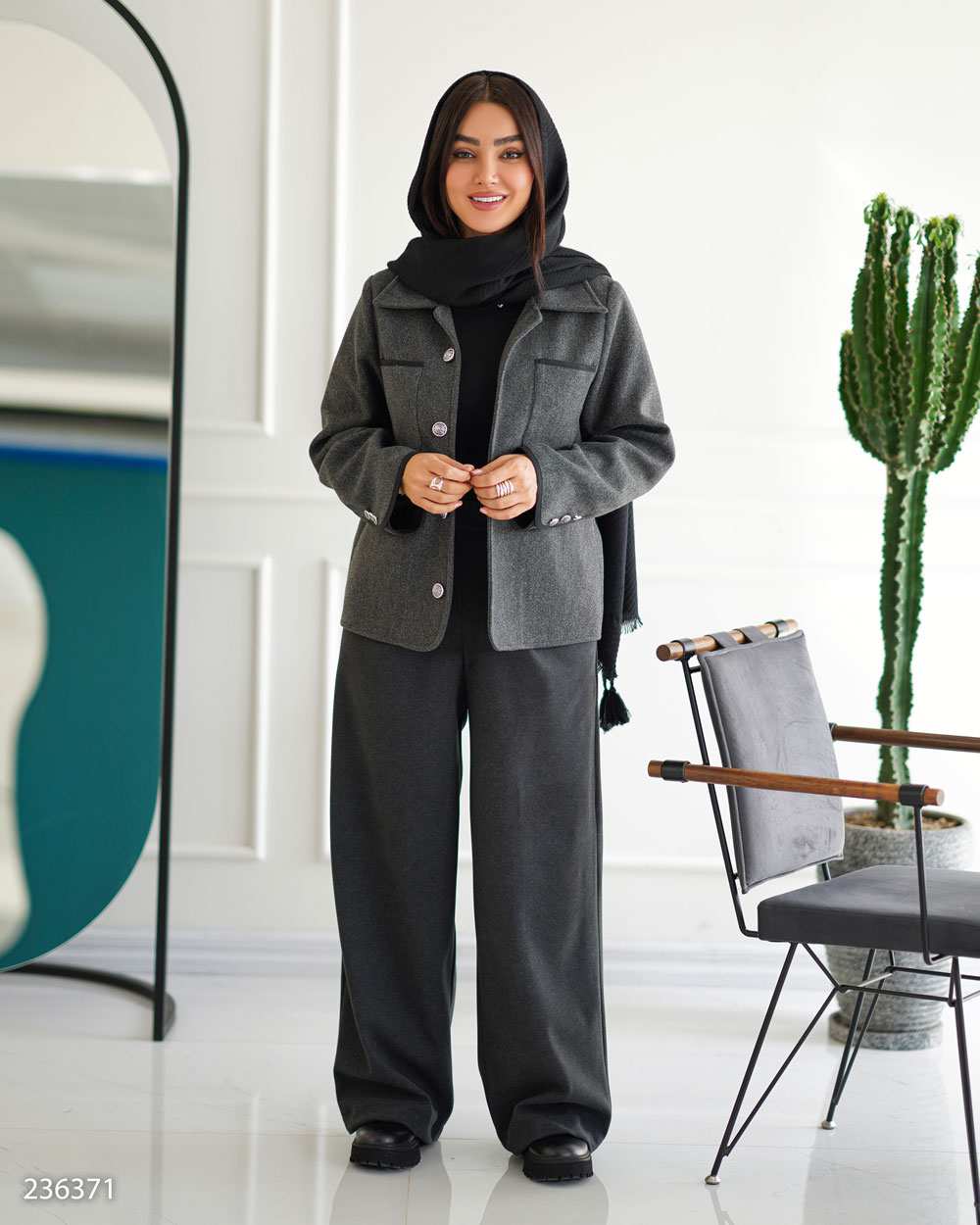 پالتو زنانه فوتر زغالی مدل شیلر السانا Elsana کد 2363