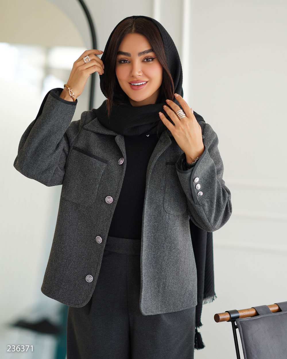 پالتو زنانه فوتر زغالی مدل شیلر السانا Elsana کد 2363