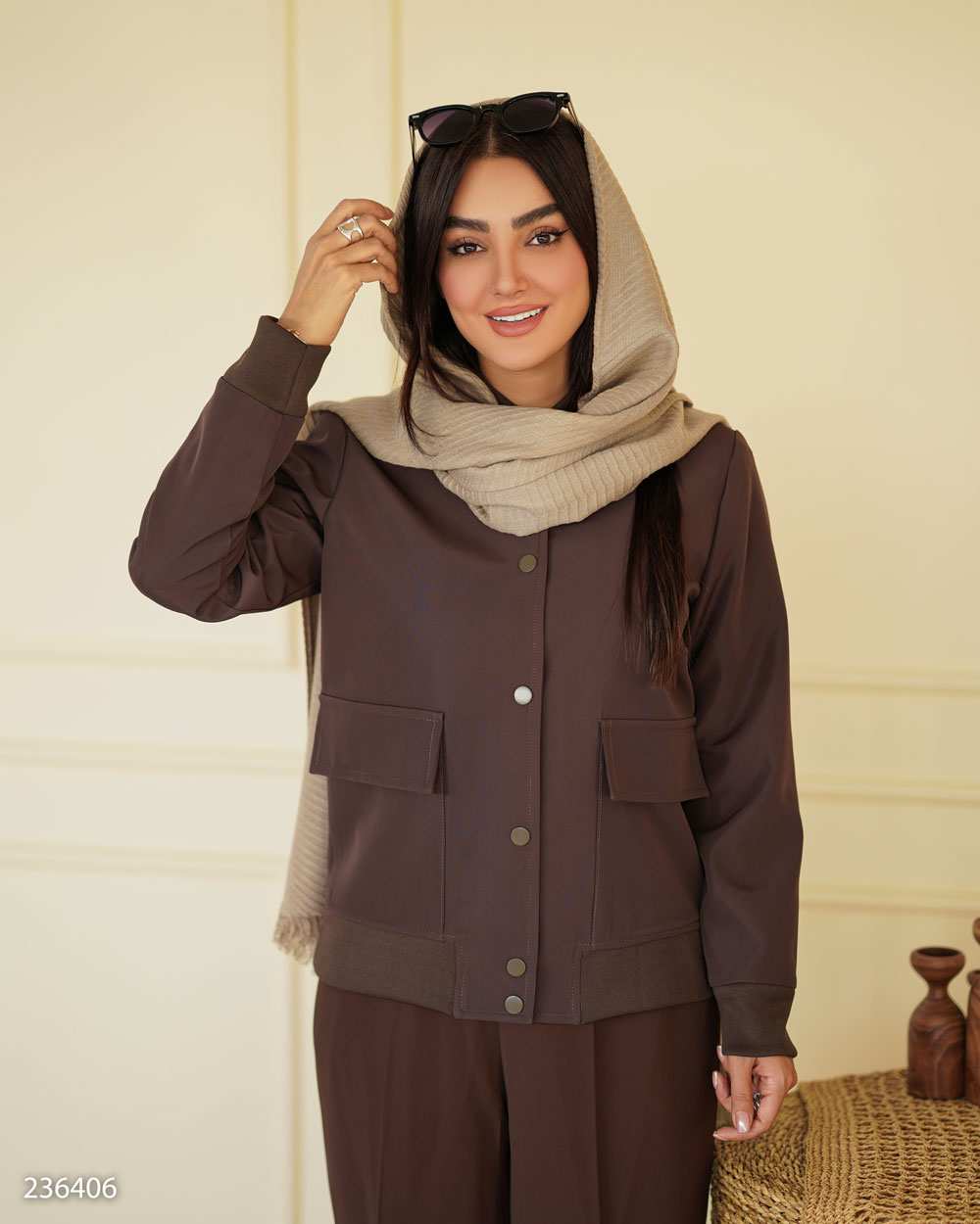 بامبر جکت زنانه قهوه ای مدل اورانوس السانا Elsana کد 2364