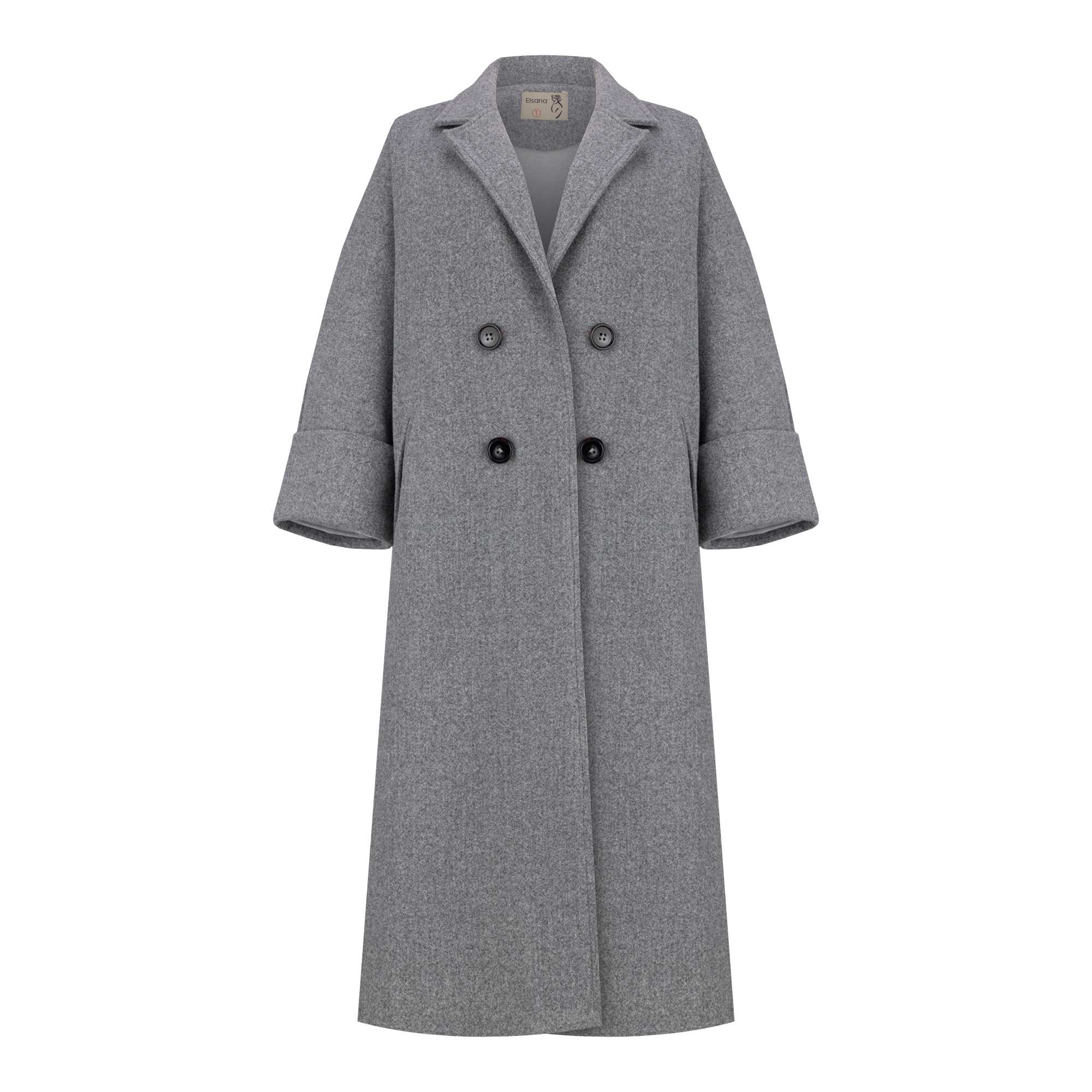 پالتو بلند زنانه فوتر طوسی مدل لطیفه السانا Elsana کد 2366