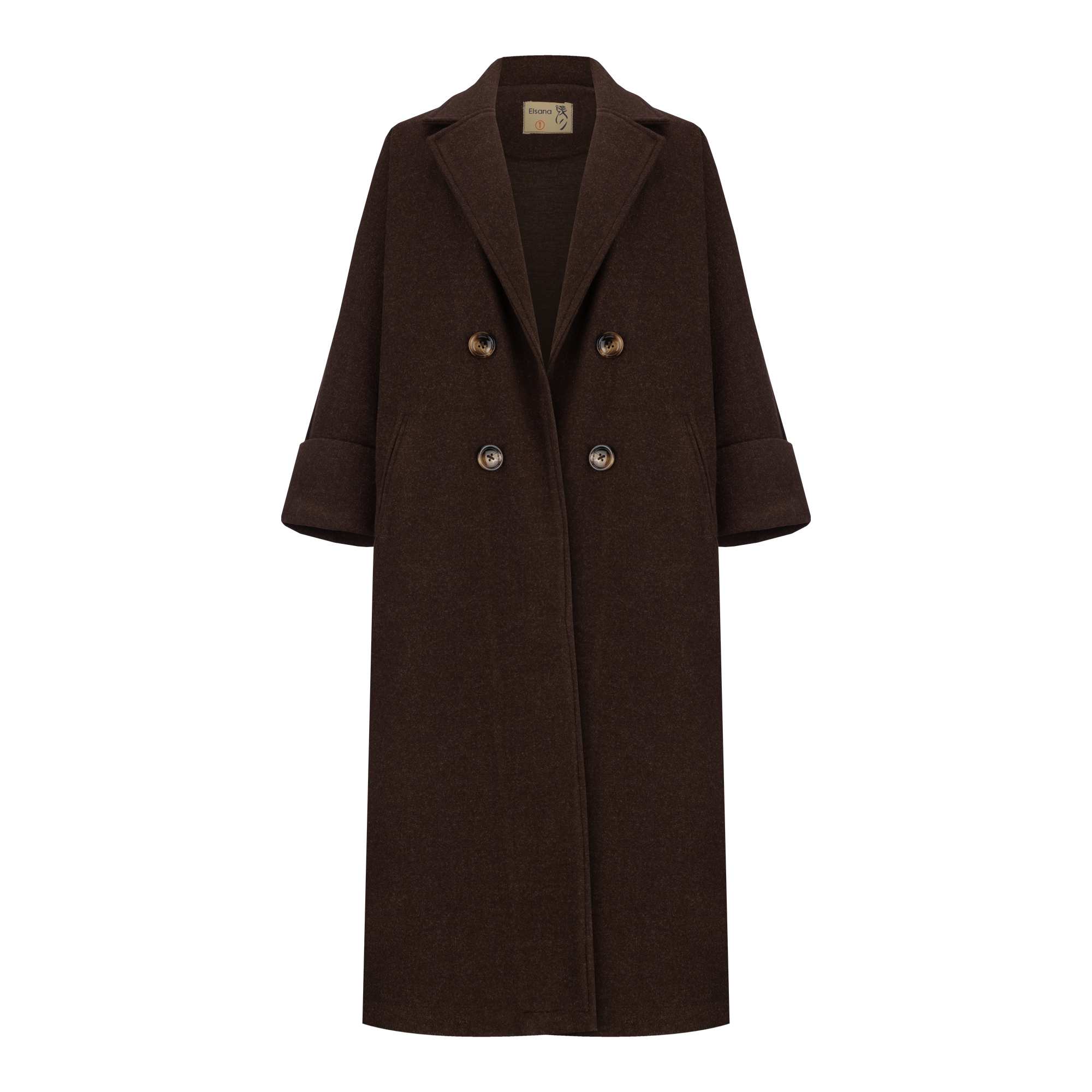 پالتو بلند زنانه فوتر قهوه ای مدل لطیفه السانا Elsana کد 2366