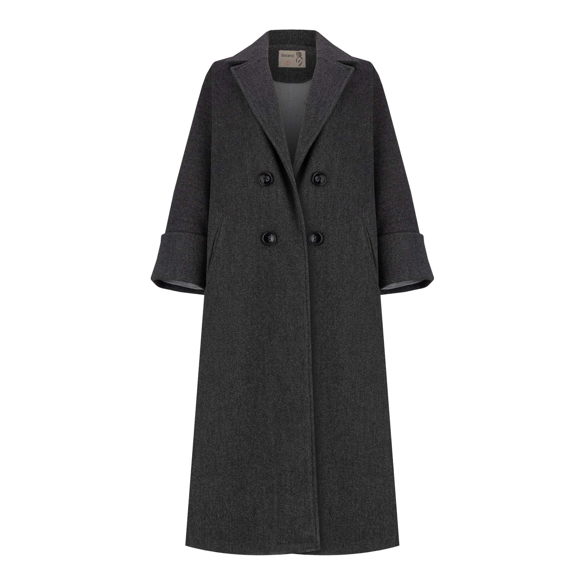 پالتو بلند زنانه فوتر زغالی مدل لطیفه السانا Elsana کد 2366